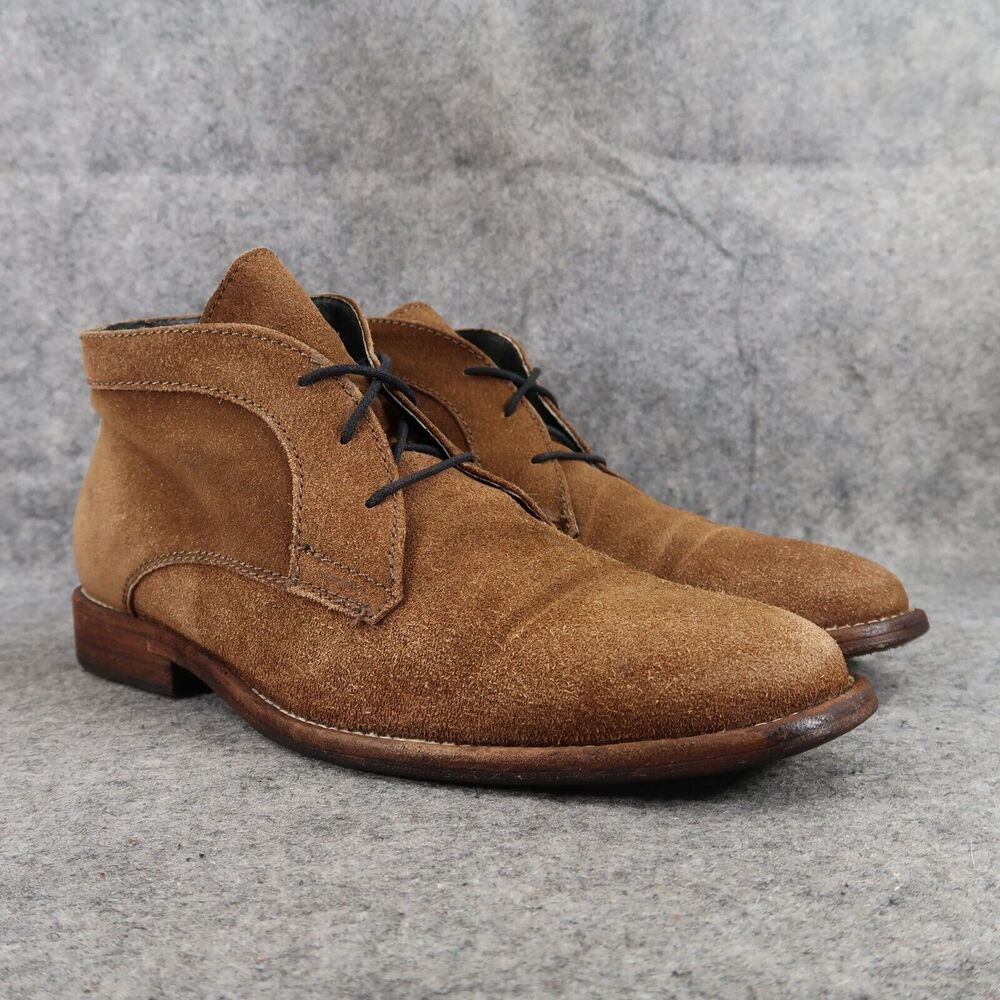 JD Fisk Shoes Mens 8 Boots Leather Casual Classic Brown Derby Chukka Lace Up Mid